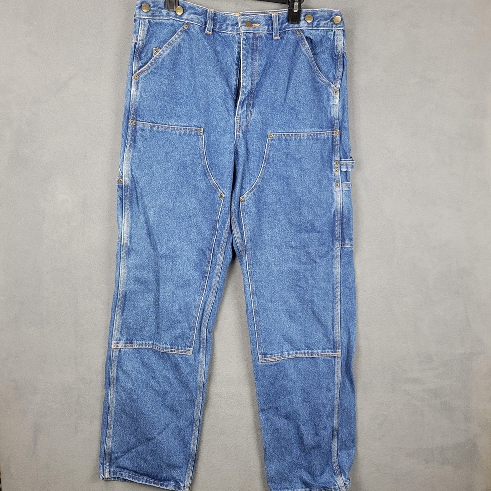 Vintage Big Bill Jeans Mens 36x34 Blue Carpenter Double Knee Hammer Loop 90s‎